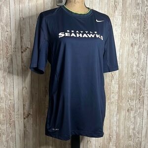 3/$15 ☮️  💚 Nike NFL Dry Fit Seattle Seahawks Blue Jersey with Green Neckline